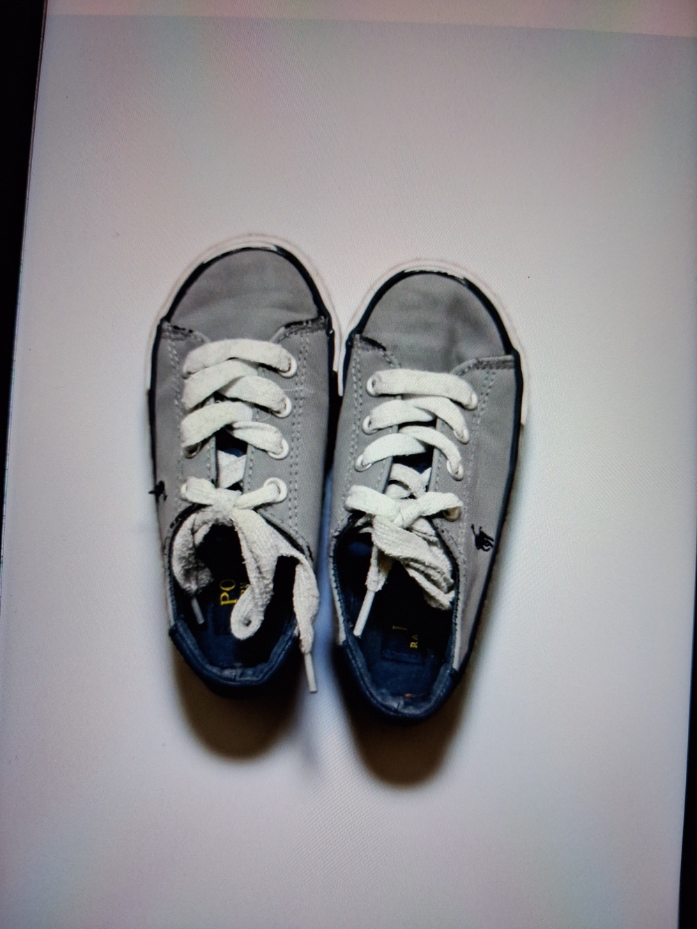 Polo by Ralph Lauren Gray Canvas Kids Lace-Up Sneakers